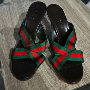 Gucci Web Wedges